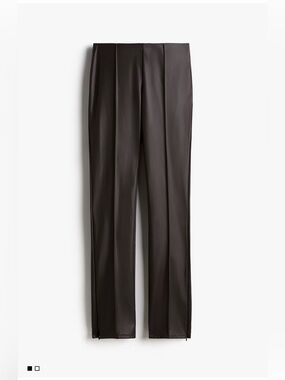 H&M Dark Brown Faux Leather Straight-Leg Pants